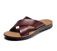YDYAENIO sandalias hombre Sandalias de verano for hombre, clásicas cuero, con punta abierta, for exteriores, playa, goma, chanclas agua(Red,43 EU)
