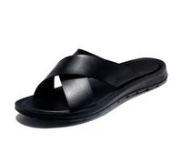 YDYAENIO sandalias hombre Sandalias de verano for hombre, clásicas cuero, con punta abierta, for exteriores, playa, goma, chanclas agua(Black,41 EU)