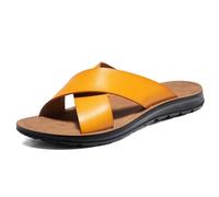 YDYAENIO sandalias hombre Sandalias de verano for hombre, clásicas cuero, con punta abierta, for exteriores, playa, goma, chanclas agua(Yellow,41 EU)