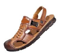 YDYAENIO sandalias hombre Sandalias de verano for hombre con suela blanda látex y piel vaca, transpirables antideslizantes(Brown,40)