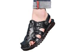YDYAENIO sandalias hombre Zapatos de cuero verano for hombre, sandalias casuales for playa y exteriores, zapatillas modernas con correa cruzada trasera for(Black,38 EU)