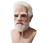 YDZYFFS Mascaras Halloween - Máscara De Látex De Anciano, Pelo Blanco Arrugado, Mascaras De Halloween De Miedo, Nariz Grande, Máscara Realista Para Halloween, Talla Única