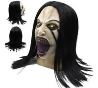 YDZYFFS Mascaras Halloween - Máscara De Mujer Llorona De Terror Con Pelucas, Máscara De Látex De Cabeza Completa, Aterradora, Malvada Y Espeluznante, Para Fiesta De Disfraces De Halloween 24 * 44CM