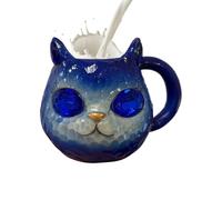 YDZYFFS Tazas Desayuno - Taza Cafe - Vasos De Cristal Agua, Bonita Taza De Café De 100 Ml, De Resina 3D Con Cristales De Geoda Multicolores, Con Forma De Gato, Asa Ergonómica Y Resistente Al Calor