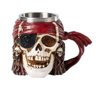 YDZYFFS Tazas Desayuno - Taza Cafe - Vasos De Cristal Agua, Taza De Calavera Con Bandana Pirata Caribeña, Tazas De Cerveza Y Café Con Asa, Jarra De Acero Inoxidable Y Resina, Taza De Café Y Cerveza.