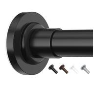 Yeabett Barra de cortina sin necesidad de taladrar, 48-226 cm, barra telescópica para cortinas, barra de cortina negra