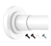 Yeabett Barra de cortina telescópica sin agujeros de 48 a 155 cm, color blanco