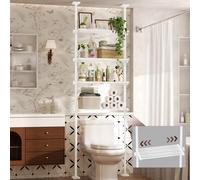 Yeabett Estantería sobre el inodoro, altura 163-315 cm, ancho 39-69 cm, armario para lavadora, organizador de baño versátil para baño, cocina, salón, lavadero, 4 niveles, color blanco