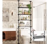Yeabett Estantería sobre el inodoro, altura 163-315 cm, ancho 39-69 cm, armario para lavadora, organizador de baño versátil para baño, cocina, salón, lavadero, 4 niveles, color negro