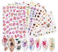 Yeahbo Pegatinas para Uñas Semipermanentes Flores, Decoracion Uñas 8 Hojas Flor Mariposa Hojas Pegatinas Uñas Adhesivas Nail Art Plantilnas Uñas Decoración Uñas para Mujer Niñas Manicura DIY