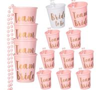 YeahBoom 12 Piezas Vasos de Chupito con Cadena para Novia,Equipo Novia Novio Be Beaded Nupcial,Collares de Novia de Vaso de Chupito de Plástico con Cuentas,Collares de Fiesta Nupcia