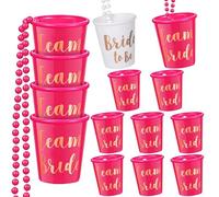 YeahBoom 12 Piezas Vasos de Chupito con Cadena para Novia,Equipo Novia Novio Be Beaded Nupcial,Collares de Novia de Vaso de Chupito de Plástico con Cuentas,Collares de Fiesta Nupcia