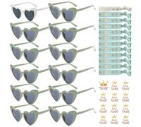 YeahBoom 36 Piezas Gafas Despedida de Soltera Bride Team Pulseras Pegatinas Set,12 Gafas de sol en forma de corazón,JGA Gafas de fiesta,12 Pulseras Bride Team,12 Pegatinas,Decoraciones de Boda
