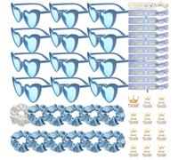 YeahBoom 48 Piezas Gafas Despedida de Soltera Bride Team Pulseras Pegatinas Set,12 Gafas de sol en forma de corazón,JGA Gafas de fiesta,12 Pulseras Bride Team,12 Pegatinas,Decoraciones de Boda