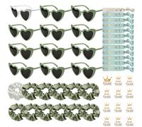 YeahBoom 48 Piezas Gafas Despedida de Soltera Bride Team Pulseras Pegatinas Set,12 Gafas de sol en forma de corazón,JGA Gafas de fiesta,12 Pulseras Bride Team,12 Pegatinas,Decoraciones de Boda
