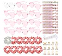 YeahBoom 49 Piezas Gafas Despedida de Soltera Bride Team Pulseras Pegatinas Set,12 Gafas de sol en forma de corazón,JGA Gafas de fiesta,12 Pulseras Bride Team,12 Pegatinas,Decoraciones de Boda
