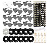 YeahBoom 49 Piezas Gafas Despedida de Soltera Bride Team Pulseras Pegatinas Set,12 Gafas de sol en forma de corazón,JGA Gafas de fiesta,12 Pulseras Bride Team,12 Pegatinas,Decoraciones de Boda