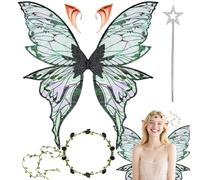YeahBoom Alas de Hada,Alas de Hada Brillantes,Alas de Mariposa,Varita de Estrella,Disfraz de Alas para Carnaval o Fiestas