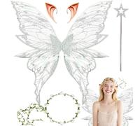 YeahBoom Alas de Hada,Alas de Hada Brillantes,Alas de Mariposa,Varita de Estrella,Disfraz de Alas para Carnaval o Fiestas
