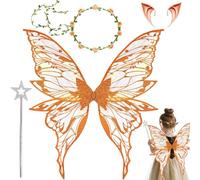 YeahBoom Alas de Hada,Alas de Hada Brillantes,Alas de Mariposa,Varita de Estrella,Disfraz de Alas para Carnaval o Fiestas