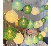 YeahBoom Guirlande Lumineuse Coton Boules Alimenté par Pile,1.5M 10LED Guirlande Lumineuse Boule,pour Noël Halloween Boda Anniversaire Mariage Habitación Infantil Decoración