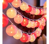 YeahBoom Guirlande Lumineuse Coton Boules Alimenté par Pile,1.5M 10LED Guirlande Lumineuse Boule,pour Noël Halloween Boda Anniversaire Mariage Habitación Infantil Decoración