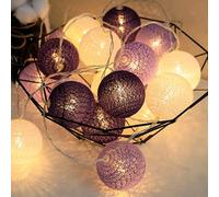 YeahBoom Guirlande Lumineuse Coton Boules Alimenté par Pile,1.5M 10LED Guirlande Lumineuse Boule,pour Noël Halloween Anniversaire Mariage Chambre Enfant Fête