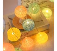 YeahBoom Guirlande Lumineuse Coton Boules Alimenté par Pile,1.5M 10LED Guirlande Lumineuse Boule,pour Noël Halloween Boda Anniversaire Mariage Habitación Infantil Decoración