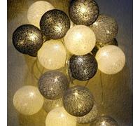 YeahBoom Guirlande Lumineuse Coton Boules Alimenté par Pile,1.5M 10LED Guirlande Lumineuse Boule,pour Noël Halloween Boda Anniversaire Mariage Habitación Infantil Decoración