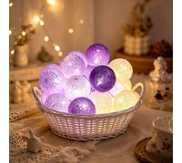 YeahBoom Guirlande Lumineuse Coton Boules Alimenté par Pile,300CM 20LED Guirlande Lumineuse Boule,pour Noël Halloween Anniversaire Mariage Chambre Enfant Fête