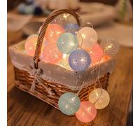 YeahBoom Guirlande Lumineuse Coton Boules Alimenté par Pile,300CM 20LED Guirlande Lumineuse Boule,pour Noël Halloween Anniversaire Mariage Chambre Enfant Fête