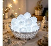 YeahBoom Guirlande Lumineuse Coton Boules Alimenté par Pile,300CM 20LED Guirlande Lumineuse Boule,pour Noël Halloween Anniversaire Mariage Chambre Enfant Fête