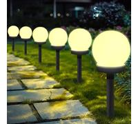 YeahBoom Lámparas solares para exterior, 6 unidades, luces LED de jardín, luz blanca cálida, lámpara solar de jardín, resistente al agua, para terraza, pasarelas, patios, decoración de jardín