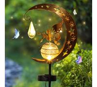 YeahBoom Luces Solares Adornos de Jardín de Metal,Luces Decoracion de Metal de Luna,para Camino,Césped,Patio Trasero