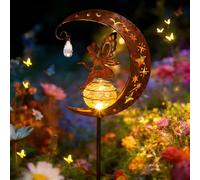 YeahBoom Luces Solares Adornos de Jardín de Metal,Luces Decoracion de Metal de Luna,para Camino,Césped,Patio Trasero