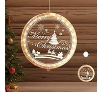 YeahBoom Luz Ventana Navidad LED,Patrón de Navidad de Acrílico 3D,Adornos Navideños Luz Colgante Baterías Cargada para Decoración Ventanas Fiestas Navideñas Interiores Exteriores