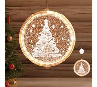 YeahBoom Luz Ventana Navidad LED,Patrón de Navidad de Acrílico 3D,Adornos Navideños Luz Colgante Baterías Cargada para Decoración Ventanas Fiestas Navideñas Interiores Exteriores (Árbol de Navidad)