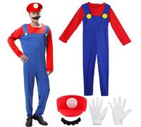 YeahBoom Mario Kostüm Luigi Kostüm Set,Luigi Bros Kostüm ,Super Brothers Cosplay,Mario und Luigi Kostüm für Erwachsene Kinder,Bruder Kostüm Kinder Erwachsene,Mario Outfit für Halloween Karneval