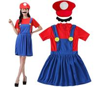 YeahBoom Mario Kostüm Luigi Kostüm Set,Luigi Bros Kostüm ,Super Brothers Cosplay,Mario und Luigi Kostüm für Erwachsene Kinder,Bruder Kostüm Kinder Erwachsene,Mario Outfit für Halloween Karneval