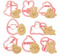 YeahBoom Moule à Biscuits de Pâques,8 Pcs/Set Emporte Piece Lapin,Emporte-pièces 3D, Ensemble de Emporte,Coupe-Biscuit Animal en Plastique pour Moule à Gâteau Biscuit,Cadeaux pour Enfants