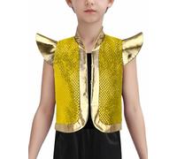 YEAHDOR Chaleco de príncipe árabe brillante para niños - Excelente para disfraces de cosplay de personajes mágicos en carnaval 5-16 Años Oro 11-12 años