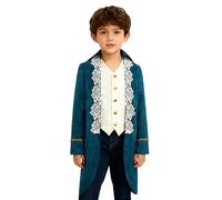 YEAHDOR Chaqueta victoriana niños esmoquin disfraz de época renacentista chaquetón steampunk estilo gótico punk para obras de teatro de época 5-16 Años Azul eléctrico 7-8 años