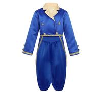 YEAHDOR Disfraz de Príncipe Medieval Niños Encantador con Chaqueta Esmoquin y Pantalones Bombachos Disfraces de Cuentos de Hadas Infantiles 5-14 Años Azul real 7-8 años