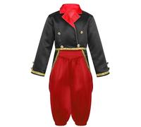 YEAHDOR Disfraz de Príncipe Medieval Niños Encantador con Chaqueta Esmoquin y Pantalones Bombachos Disfraces de Cuentos de Hadas Infantiles 5-14 Años Negro Rojo 13-14 años