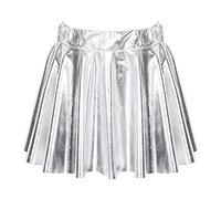YEAHDOR Falda de Baile de Lentejuelas Brillantes para Niñas Falda de Danza Ballet Plisasa Metálica para Niña Falda de Tutú de Baile Ballet Latín Jazz A Plateado 13-14 años