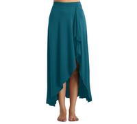 YEAHDOR Falda Flamenco para Mujer Falda Larga Fiesta Cóctel Vintage Faldas Volantes Chica Falda Gitana Sevillana Ropa Bailarina Práctica Rendimiento Casual Playa A Verde XL