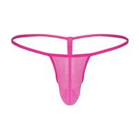 YEAHDOR Hombre Tanga de Hilo Sexy Slip de Malla Susprnsorios G-String Thong Transparente T-Back Ropa Interior Erótica A Rosa Oscuro Talla Única