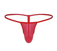 YEAHDOR Hombre Tanga de Hilo Sexy Slip de Malla Susprnsorios G-String Thong Transparente T-Back Ropa Interior Erótica A Rojo Talla Única