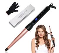 YEAHTOP Rizador de Pelo Profesional, Tenacilla Cónica de Pelo Rizadora Doméstica, Punta Aislante, Pantalla LCD, Temperatura Ajustable 100°C - 230°C, Rizador de Cerámica de 13 a 25 mm para Cabello