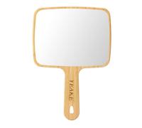 YEAKE Espejo de mano de bambú natural con asa, espejo de viaje portátil de 17,5 cm de ancho x 25 cm de largo